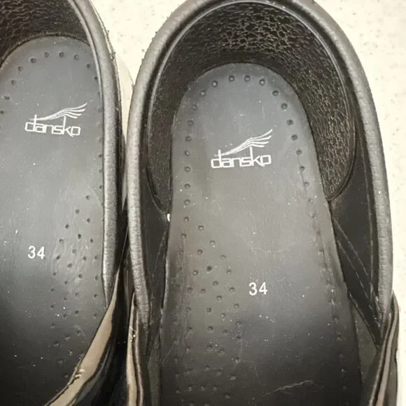 Dansko 34 Shiny Black Leather Work Clogs Nurse Work Shoe - Picture 12 of 16